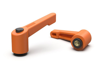 Nastavitelná páka s závitovou pouzdrem a tlačítkem R-80mm M8, RAL2004 (oranžová)