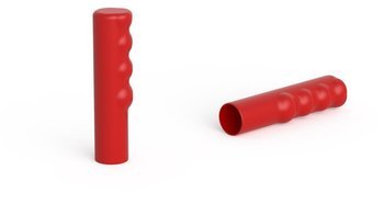Rukojeť s drážkami na PVC trubky (měkké cca 85° Shore A) A-25mm L-115mm, barva červená