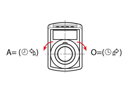 5-místný ukazatel polohy (0000.0), svislý, horní, d1-30mm, přeskok-100, otočení doleva, barva oranžová