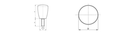 Cylindrická rukojeť s závitovým čepem D-21, M6 x 15mm