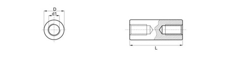 Distanční pouzdro z plastu d1-M4 L-32mm D-8mm, barva černá