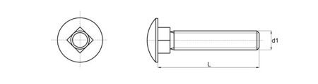 Houbovitý šroub s čtvercovým výstupkem M8 x 16mm, DIN 603