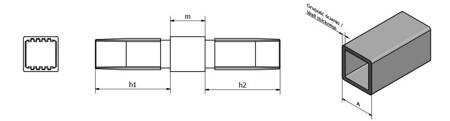 Jednoduchý spojovací prvek pro čtvercové profily A-15mm 1,5mm