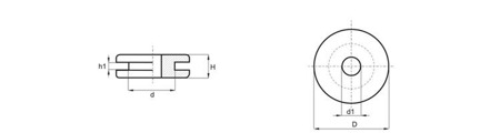 Kabelová průchodka D-12,7mm d-9,8mm d1-6,0mm h1-2mm