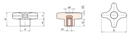 Křížová knoflík s hladkou pouzdrem D-40mm D6