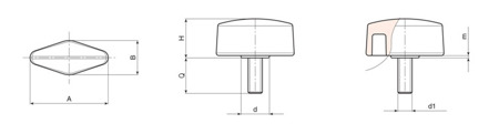 Motýlek s navláknutým hřídelem D-33mm M8 x 30mm