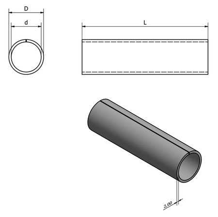 Ochranný pouzdro pro kulaté profily fi25x2x105 RAL1015, PVC s řezem