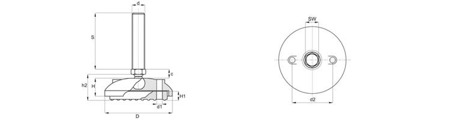 Pohyblivá podložka s montážními otvory protiskluzová D-120mm M12 x 25mm