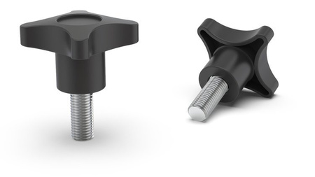 Pokrętło krzyżowe z wmontowaną śrubą D-40mm M6 x 28mm