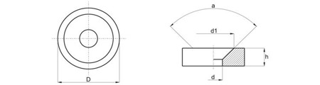 Rozetka pro kuželové šrouby M4, D-10,5mm d-4,3mm h-2,8mm a-90°, barva bílá