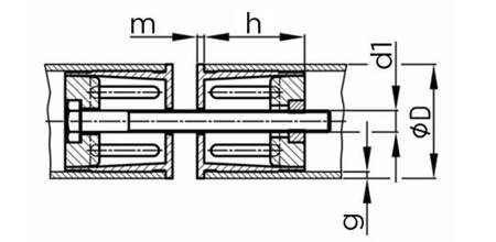 Spojovací prvek 180°, pro kulaté profily D-16mm M6, tloušťka stěny-1mm