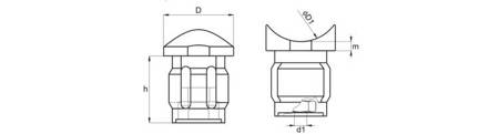 Spojovací prvek o 90°, pro kulaté profily D1-26mm M6, tloušťka stěny-1,5mm