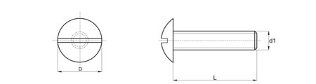 Šroub s hřibovou hlavou s drážkou D-11mm M5 x 70mm