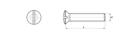 Šroub s kuželovou hlavou a drážkou M5 x 63mm, DIN EN ISO 2010 (DIN 964)