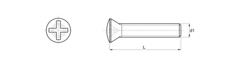 Šroub s kuželovou hlavou a křížovým zářezem M4 x 17mm, DIN 966