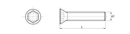 Šroub s kuželovou plochou hlavou s vnitřním šestihrannem M6 x 85mm, DIN 7991