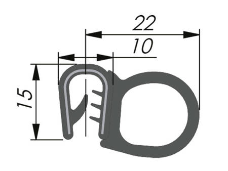 Těsnění hran PVC/EPDM, boční těsnění, 2,0-5,0mm, 50mb