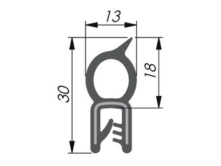 Těsnění okrajové EPDM, horní těsnění, 2,5-4,0mm, 2x50mb