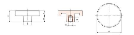 Válcové tlačítko s hladkou pouzdrem D-65mm D12