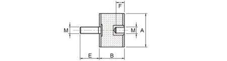 Vibroizolátor typ B; 45ShA; A=75 B=50; M12x37 - M12