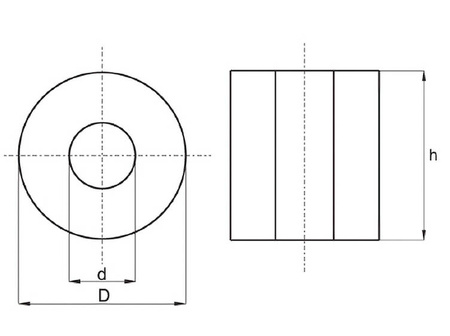 Vzdálenostní váleček D-12mm d-8,4mm h-6mm z PE, barva černá