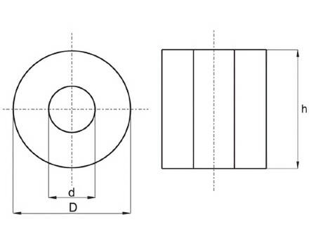 Vzdálenostní váleček D-22mm d-12,6mm h-5mm z PE, přírodní barva