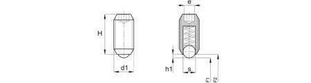 Západka se závitem s kuličkou a šestihrannou zásuvkou H-15mm SW-3 d1-M6, INOX