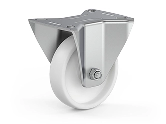 Fixed caster set, mounting plate, plain bearing, PP wheel - 80.0006