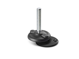Swivel foot with mounting holes, wrench flat, and anti-slip pad, R15 - 6.0332 Swivel foot with mounting holes, wrench flat, and anti-slip pad, R15 - 6.0332