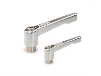 Adjustable lever made of chrome-plated zinc alloy, with a stainless steel threaded bushing and metal button - 38.0232.INOX