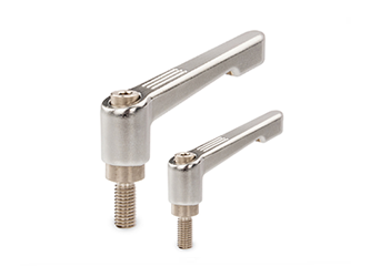 Adjustable lever made of chrome-plated zinc alloy with a stainless steel threaded spindle and metal button - 38.0233.INOX