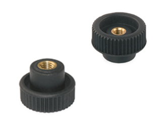 Knurled knob with through-threaded bushing - 38.0077