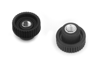 Knurled knob with through threaded bushing - 6.0077