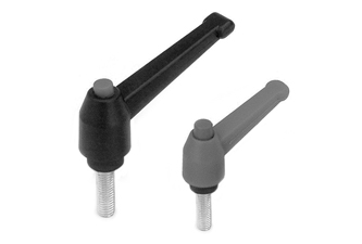 Adjustable lever with threaded spindle and button - 6.0004