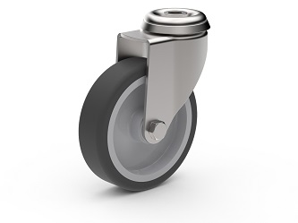 Swivel wheel assembly, mounting hole, plain bearing - 80.1100