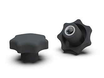 Sterngriff nach DIN 6336, mit nicht durchgehendem Gewindeeinsatz, mit weichem Elastomer überzogen - 36.0018 Sterngriff nach DIN 6336, mit nicht durchgehendem Gewindeeinsatz, mit weichem Elastomer überzogen - 36.0018