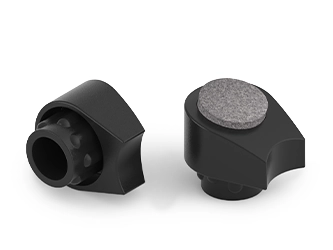 Schräger Gleitfuß mit Stapelschutz und Filzeinsatz für Rundprofile - 19.0038