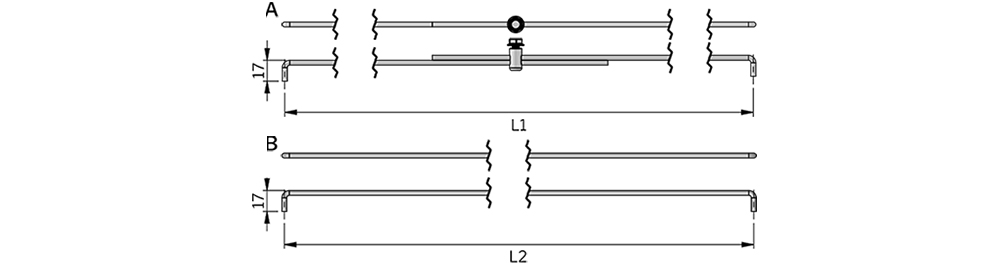 Rygle płaskie do łącznia punktów zatrzaskowych - Rysunek techniczny