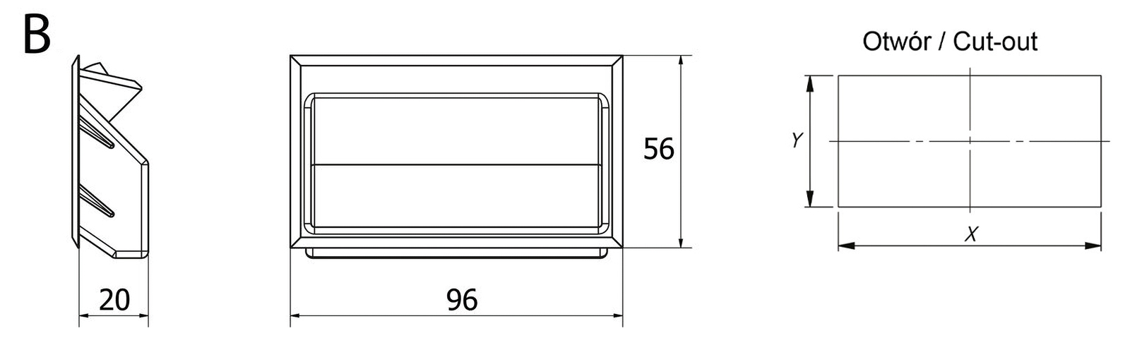 Latch cassette holder - Technical drawing