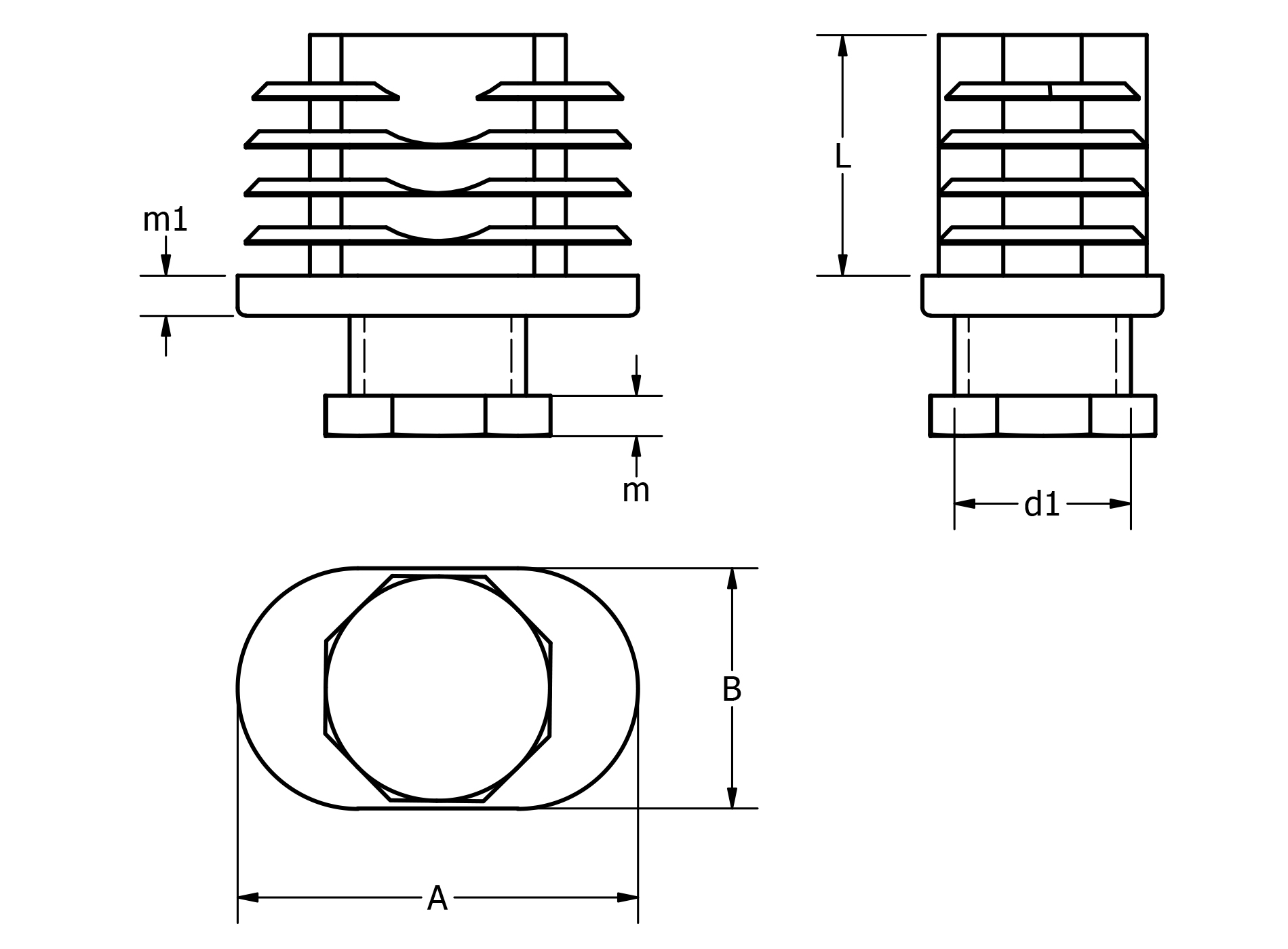 Stopka regulowana do profili owalnych - rysunek techniczny