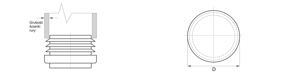 Koncova krytka s plstí pro kulaté profily - technický výkres