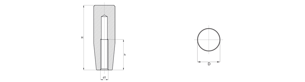 Rękojeść z duroplastu z otworem gwintowanym - Rysunek techniczny