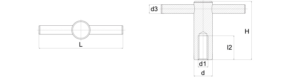 Nakrętka dociskowa z przetyczką stałą, wg DIN 6305 - rysunek techniczny