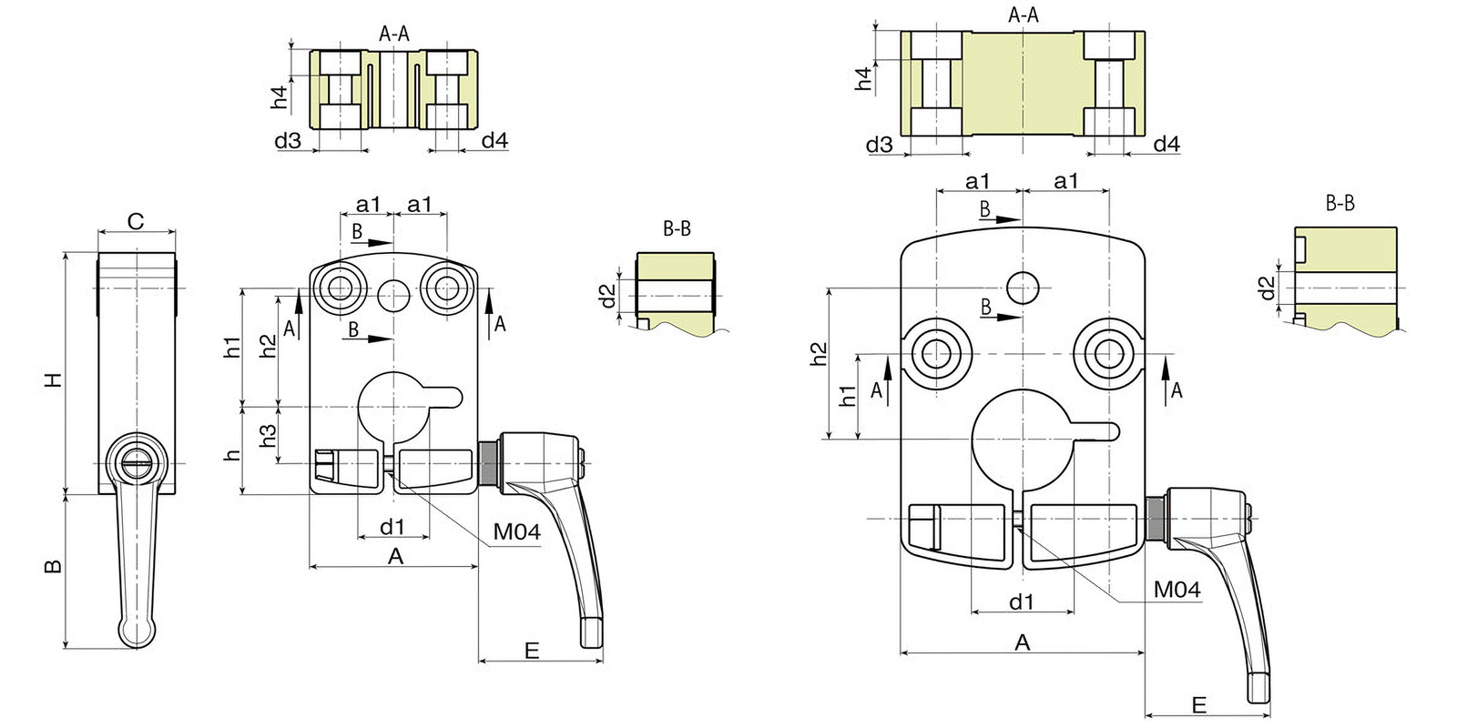 Mounting plate for position indicator - Technical drawing 