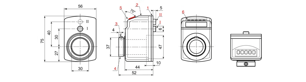 Five-digit position indicator - Technical drawing