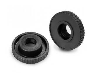 Gerändelter Flachknopf mit durchgehendem Gewindeloch D-81mm M30x1,5mm