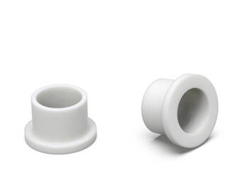 Flanschbuchse D-10mm d1-8mm d-6mm H-10mm h-2mm, naturfarben
