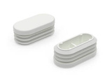 Endkappe für ovale Profile A-40mm B-20mm, 1,0mm-2,5mm, Farbe Weiß.