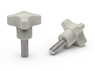 Kreuzknopf mit Gewindestift D-40mm M8 x 30mm, RAL9002 (karpatenweiß)