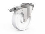 Swivel caster set with brake, mounting hole, roller bearing, rubber wheel D-200mm a-27mm